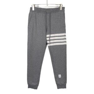 Thom Browne Classic 4-Bar Stripe Grey Cotton Sweatpants